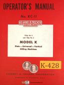Kearney & Trecker K, KC-11, Milling Machine, Operations Manual